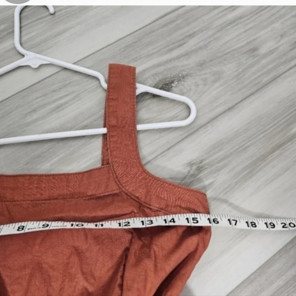 Square-Neck Midi Dress in Rust Sz 4 - Picture 8 of 10